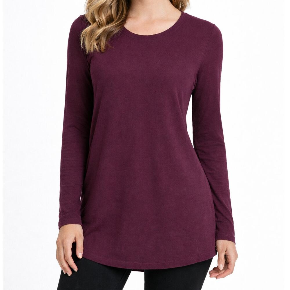 Athleta Burgundy Long Sleeve Tunic Top Small Soft Stretch Athleisure Tee